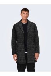 Palton Barbati Only&Sons Onsjaylon Check Wool Grey Pinstripe /Black